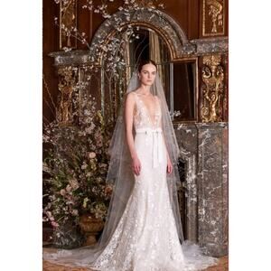 $9000 Monique Lhuillier Etoile Collection Wedding Dress Sz XS White Bride Bridal